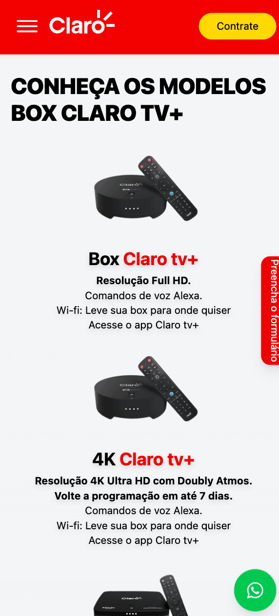 Claro - Formulário Mobile