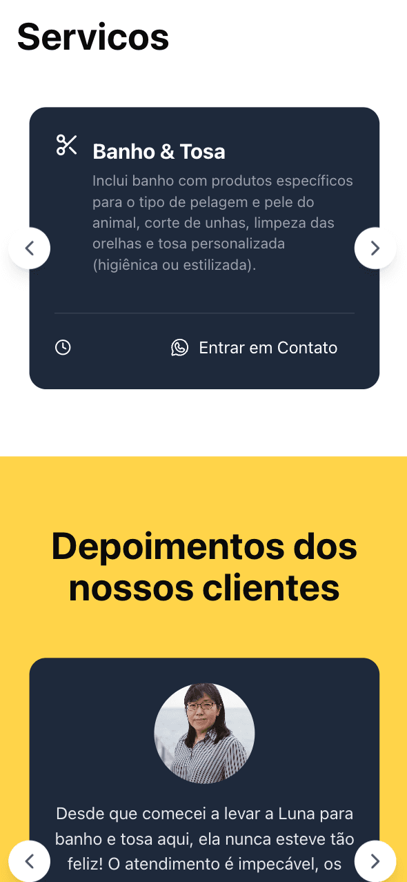 Pet Shop Dev - Landing Page Mobile 3