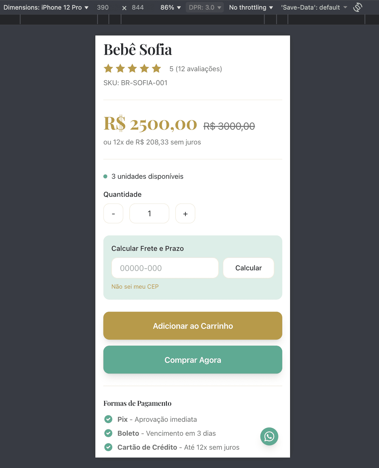 Detalhes do Produto - Mobile