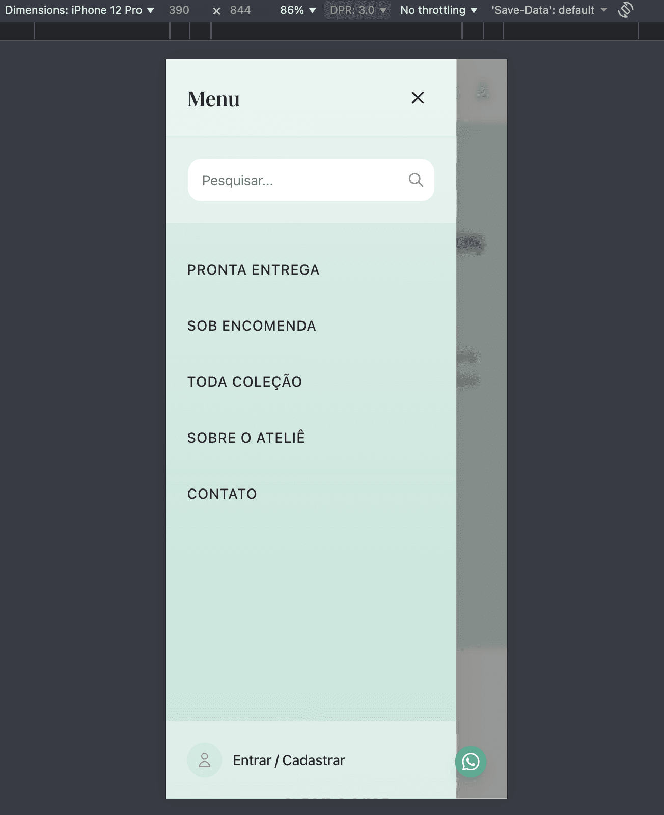 Menu de Navegação - Mobile